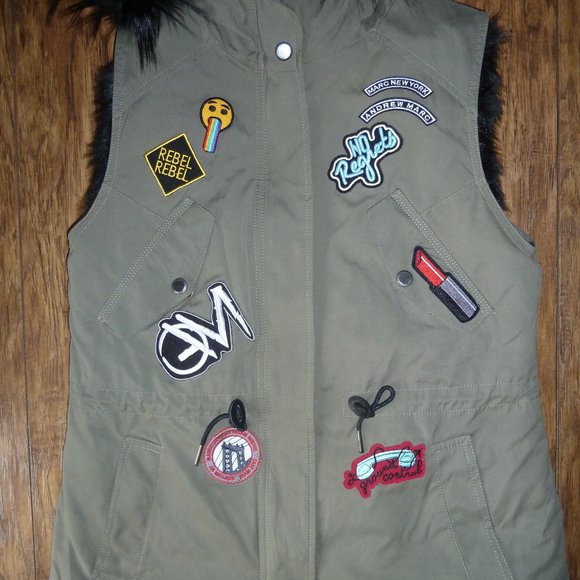Rare Marc New York Vest with removable Faux Fur Liner Hooded Size XS Designer - Picture 2 of 7
